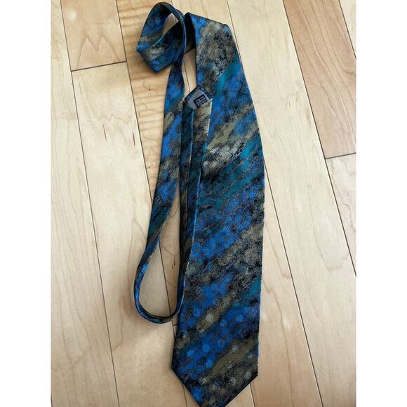 Fratelli men's tie, blue and gold, made in Italy, 100% silk - Picture 4 of 5